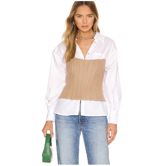 Revolve LPA Maddalena Camel Strapless Corset Top Medium - Picture 1 of 4